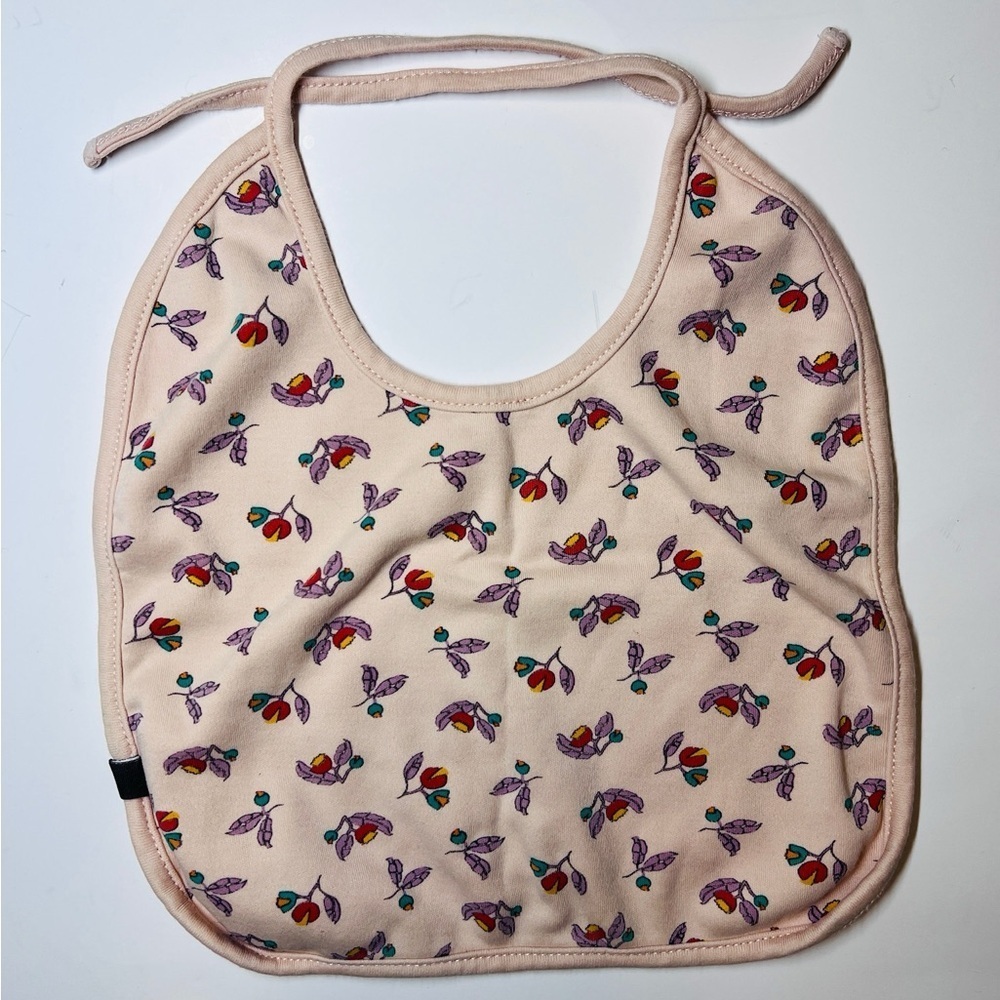 Oeuf Cream Baby Bib with Pink and Purple Floral Motif